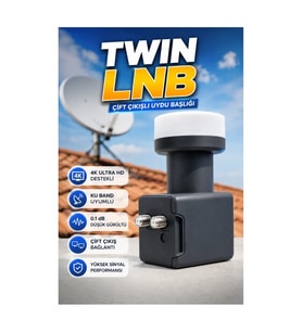 Twin Ku Band LNB – 2 Çıkışlı 4K Ultra HD Uyumlu 0.1 dB Uydu LNB