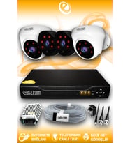 ELITCAM 4 Kameralı Uzay 2 İç Kamera Set HDD'siz Full HD Gece Görüşlü Güvenlik Kamerası Sistemi