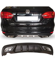 Vw Jetta Mk6 Difüzör Difizör Siyah + Kare Egzoz Görünüm C Tip 2010-2018
