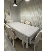 Brode Nakış Işlemeli Dertsiz Masa Örtüsü 150X250 (Gri)