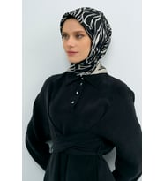 Armine Saf İpek Sura Eşarp-2026 İlkbahar-Yaz- 95110D (Siyah - Beyaz)