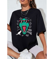 Unisex T - Rex Baskılı T-shirt (Siyah)