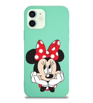 Apple iPhone 12 Mini  Lansman Kılıf Minnie Mouse Tasarımlı Altı Kapalı İçi Kadife Kaplı  Kapak (Şeffaf)