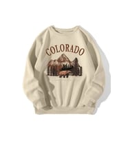 Colorado Baskılı  Pamuklu Oversize Sweatshirt (Bej)