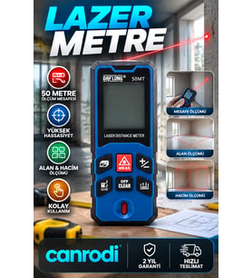 50 m Dijital Lazer Mesafe Ölçer – Alan ve Mesafe Ölçüm Cihazı