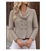 Ekose Desenli Kruvaze Blazer Ceket