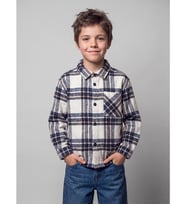 LCW Kids İndigo Ekose Gabardin Erkek Çocuk Gömlek