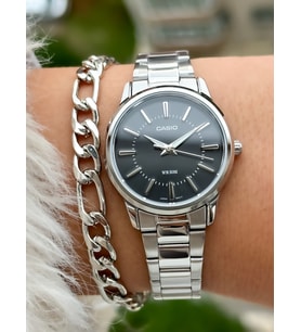 Casio Çelik Kordon, Beyaz Renk, Siyah Kadran, Kadın Kol Saati+Bileklik