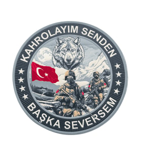 "Kahrolayım Senden Başka Seversem" Asker Arma 9.5 cm 3d, Yeni Model Tip Cırtlı, (Çok Renkli)