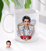 BK Gift Kişiye Özel İsimli Erkek Doktor Karikatürlü Beyaz Kupa Bardak-1
