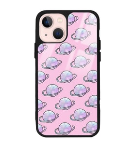 iPhone 13 Pembe Saturn Tasarımlı Glossy Telefon Kılıfı