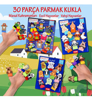3 Set - 30 Parça Tox Masal Kahramanları, Vahşi ve Evcil Hayvanlar Parmak Kukla T225 T772 T782
