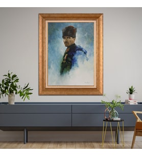 Altın Varaklı Paspartulu Çerçeveli Tablo rv1310
