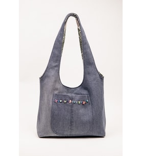 Omuz Çantası Denim Kumaş Astarlı Mıknatıslı 37x30 cm