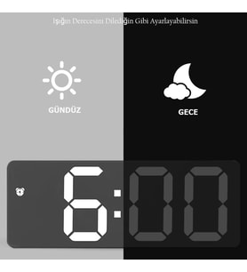 Monozone  Masa Saati Derece Alarm Takvim Pil(Dahil Değildir)+Şarjlı Led Işıklı Dijital