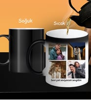 Kişiye Özel 4 Fotoğraflı Kolaj Ve Kendi Mesajını Oluştur Sihirli Kupaa Bardakk