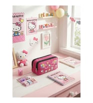 Hello Kitty Baskılı Çift Bölmeli Pembe Kız Çocuk Okul Kalemliği