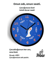 İsme Özel Şaşkın Su Kuşu Çocuk Odası Duvar Saati Orta Boy 30 cm Siyah Camlı Sessiz