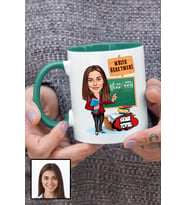 Kadın Müzik Öğretmenine Hediye Karikatürlü Yeşil Kupa Bardak