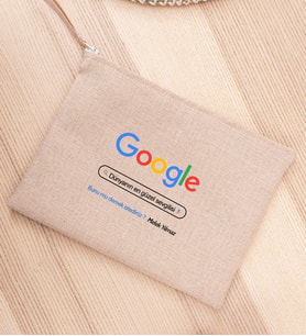 Kişiye Özel Google Tasarım Esprili Keten Bez El Çantası