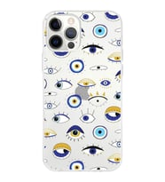 PrintiFy Apple  iPhone 12 Pro Max ile Uyumlu 1mm Slim Fit Nazar Boncuğu 2 Baskılı Şeffaf  Kılıf