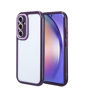 Samsung Galaxy A54 Uyumlu Kılıf Kamera Korumalı Renkli Kenar ve Çerçeve Tasarımlı Zore Vitamin Kapak (Koyu Mor)