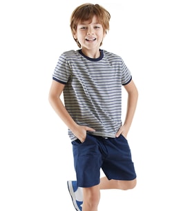 Erkek Çocuk Basic T-shirt Şort Takım (Gri)
