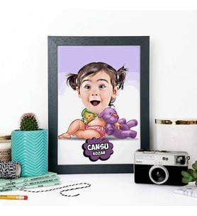 Kişiye Özel Şirin Kız Çocuk Karikatürlü A4 Çerçeve