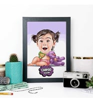 Kişiye Özel Şirin Kız Çocuk Karikatürlü A4 Çerçeve