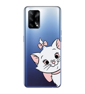 Oppo A74 Uyumlu Marie Kedicik Desenli Şeffaf Telefon Kılıfı