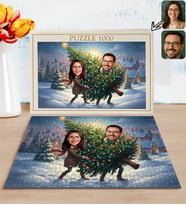 BK Gift Kişiye Özel Sevgili Yılbaşı Karikatür Tasarımlı 1000 Parça Profesyonel Puzzle-10, 1000 Puzzle, Yeni Yıl Hediyesi, Yılbaşı Hediyesi