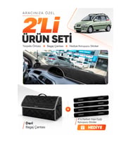 e-biz HYUNDAİ MATRİX (2001-2010) Uyumlu Torpido Örtüsü + Deri Bagaj Çantası Seti - Siyah-Gri - HU024