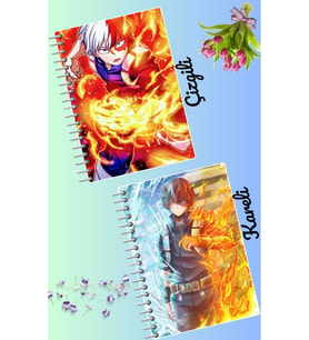 Shoto todoroki anime defter seti 2 adet A4 boyutu 21*30 çizgili + kareli 60 syf