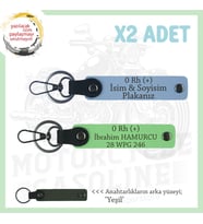 Biker Dostlarına, İsim Plaka ve 0 Rh (+) Kan Grubu Yazılı, Motor x2' li Anahtarlık, Mavi-F Yeşil-Ysl (Çok Renkli)