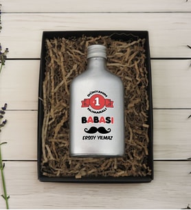 BK Gift Hediye Kutulu Kişiye Özel İsimli Baba Temalı Gümüş Tasarım Cam Şişede 200 ml Kolonya-6, Babaya Hediye, Babalar Günü Hediyeleri, Hediyelik Baskılı Kolonya