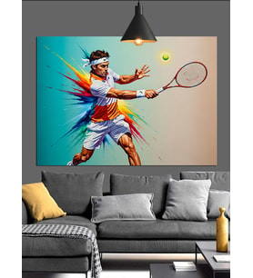 Tenis Oynayan Sporcu Figürü Dekoratif Kanvas - Mdf Ahşap Tablo