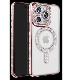 iPhone 16 Pro Max Kılıf Joke Simli Magneticsafe Kılıf - Pembe