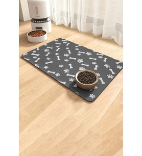MAtGo Pati Besleme Matı Pati ve Kemikli Kaymaz Antrasit Gri Kedi Köpek Mama Pad/Paspası 40x60cm