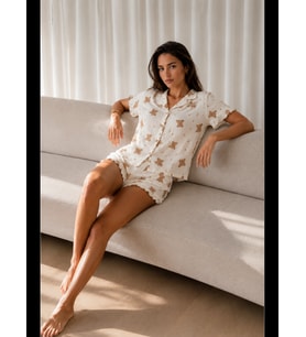 Night Kadın Düz Pamuk Homewear Pijama Takımı