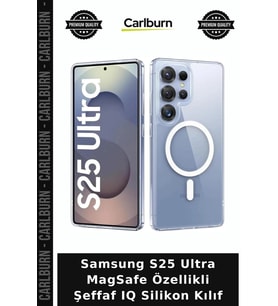 Samsung S25 Ultra MagSafe Özellikli Şeffaf IQ Silikon Kılıf İletişim Aracı Cihaz Kabı Telefon Koruma