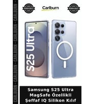 Samsung S25 Ultra MagSafe Özellikli Şeffaf IQ Silikon Kılıf İletişim Aracı Cihaz Kabı Telefon Koruma