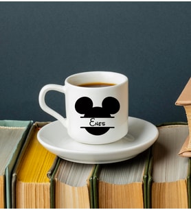 Mickey Mause Baskılı Türk Kahvesi Fincanı Kişiye Özel