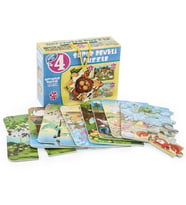 1481 DıyToy Süper Renkli 4'lü Puzzle - Hayvanlar / 8+12+16+24 Parça Puzzle