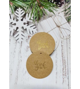 Thank You Kart Etiket - Kraft Etiket - Delikli Etiket GOLD baskı 25 adet -T409