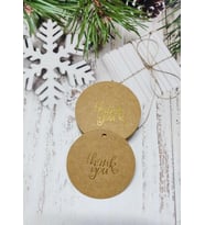 Thank You Kart Etiket - Kraft Etiket - Delikli Etiket GOLD baskı 25 adet -T409