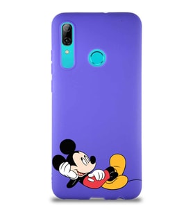 Huawei P Smart 2019 Soft Premier Kapak Mickey Mouse-F Tasarımlı Silikon Kılıf - Mor (Şeffaf)