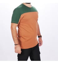 0 Yaka Omuz Robalı Garson T-shirt Kahve-Yeşil (Renksiz)