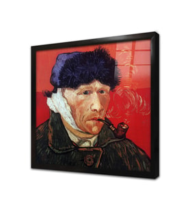 Van Gogh Otoportre Kulağı Kesik Çerçeveli Cam Tablo