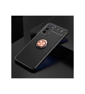 Oppo A55 5G Uyumlu Kılıf Zore Ravel Silikon Kapak (Siyah-Rose Gold)