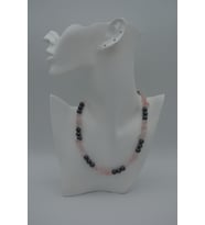 STONEAGE PEMBE KUVARS VE HEMATİT TAŞLI ŞİFA KOLYESİ